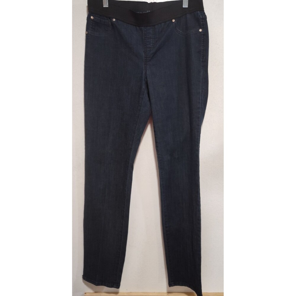 INC Women Blue Jean Size 8 Elastic Waist Denim Straight Leg Midrise